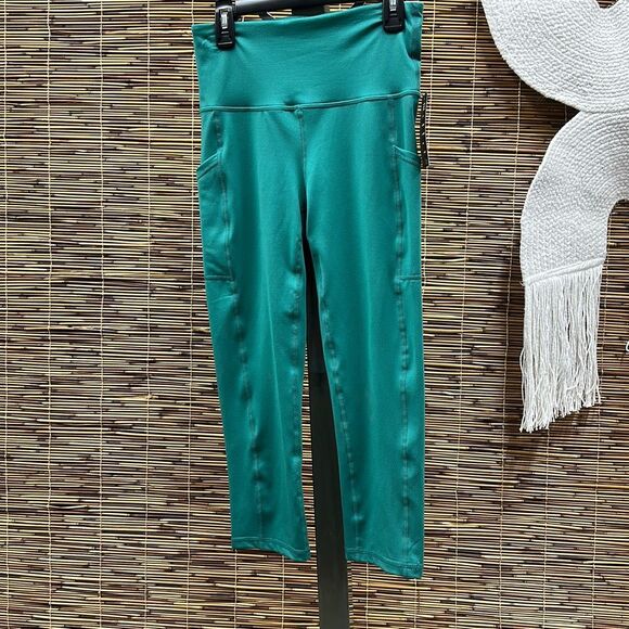 ID Ideology Women S Compression High Rise Side Pocket Cropped Leggings Green Siz - Picture 2 of 3